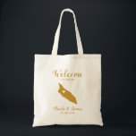 Aruba Map Wedding Welcome Bag, Gold Tragetasche<br><div class="desc">Hochzeitswochenende Begrüßungsgeschenk-Tasche für Gäste aus der Stadt zu Ihrer Hochzeit,  mit Bild von Aruba. Fülle die Tasche mit deinen Lieblingsgoodies.</div>