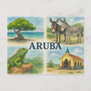 Aruba Multiview-Aquarell Feiertagspostkarte