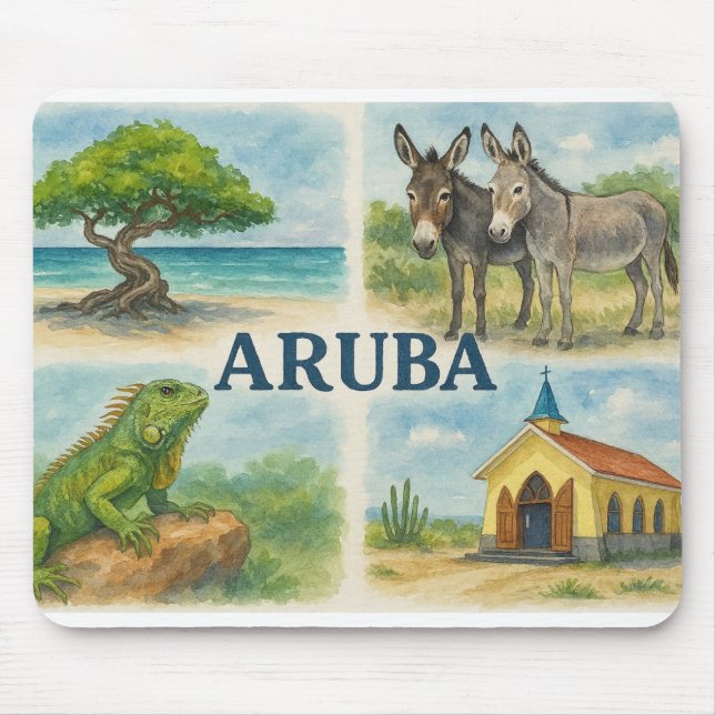 Aruba Multiview-Aquarell Mousepad (Vorne)