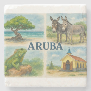 Aruba Multiview-Aquarell Steinuntersetzer