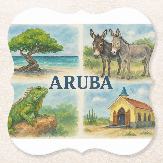 Aruba Multiview-Wasserfarbe Untersetzer (Vorderseite)