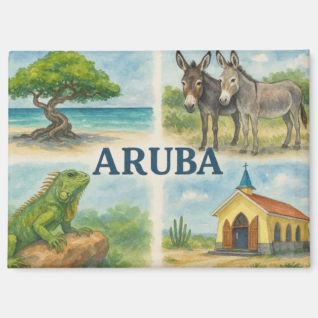 Aruba multiview watercolor magnet (Vorderseite)