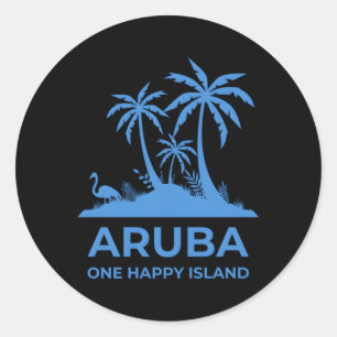 Aruba One Happy Island Runder Aufkleber