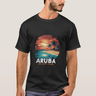 Aruba One Happy Island schöner Sonnenuntergang Str T-Shirt