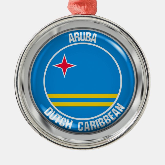 Aruba RundEmblem Ornament Aus Metall (Vorne)