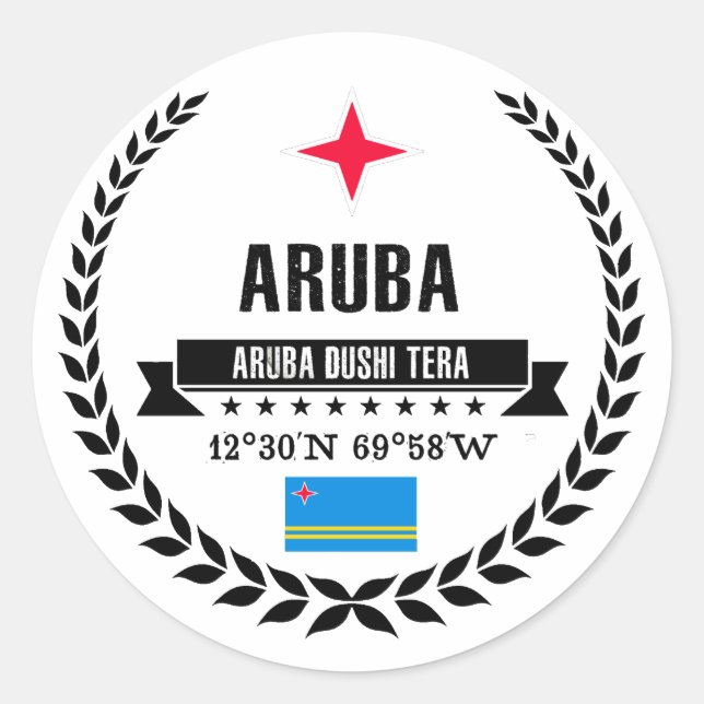 Aruba Runder Aufkleber (Vorderseite)