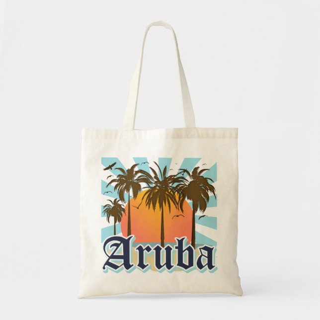 Aruba setzt Sonnenuntergang auf den Strand Tragetasche (Vorne)