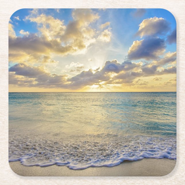 Aruba-Sonnenuntergang über beweglichem Meer Rechteckiger Pappuntersetzer (Vorderseite)