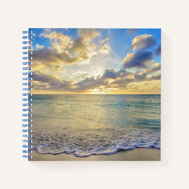 Aruba Sonnenuntergang über bewegtem Meer Notizbuch (Vorderseite)