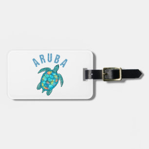 Aruba-Strand-Meereschildkröten-Illustration Gepäckanhänger