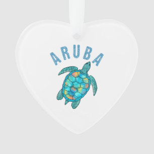 Aruba-Strand-Meereschildkröten-Illustration Ornament