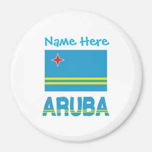 Aruba und Aruban Flag Blue Personalisierung Magnet