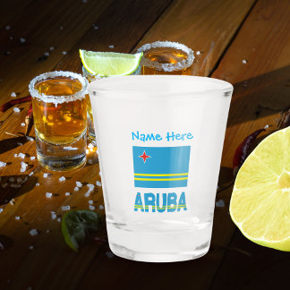 Aruba und Aruban Flag Blue Personalisierung Schnapsglas