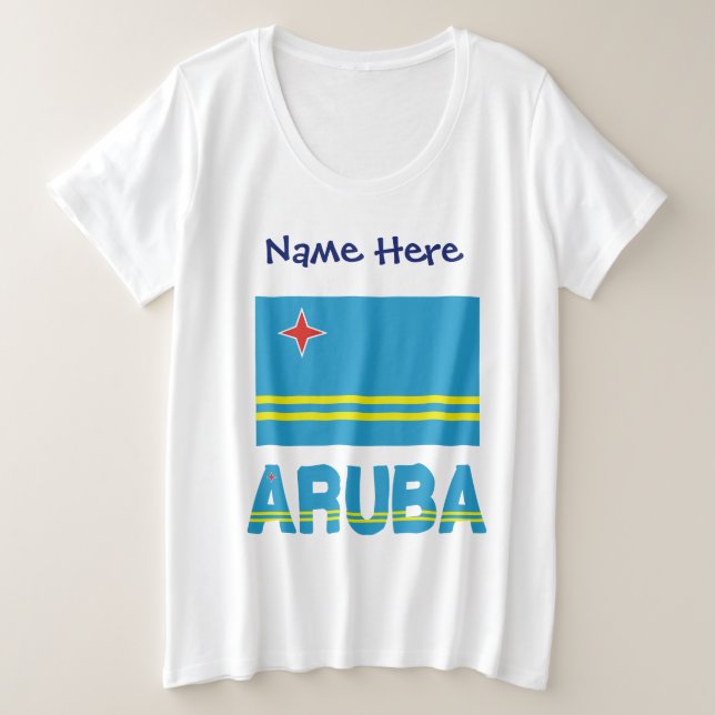 Aruba und Aruban Flag Personalisiert Große Größe T-Shirt (Design vorne)