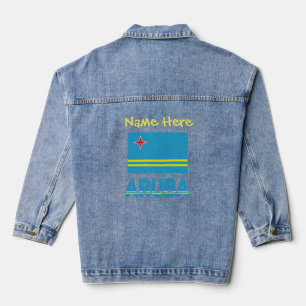 Aruba und Arubanische Flagge Gelbe Personalisierun Jeansjacke