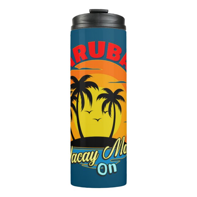 Aruba Vacay Modus auf Familienreise  Thermosbecher (Vorderseite)