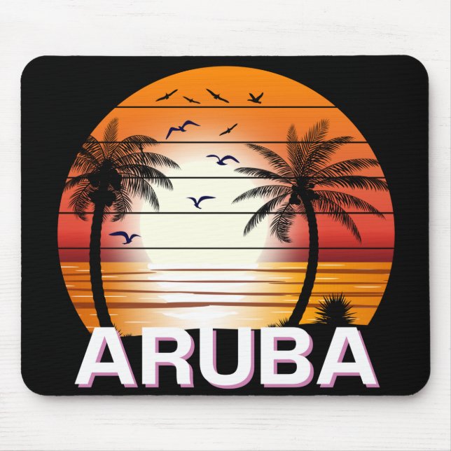 Aruba Vintag Palm Trees Summer Beach Mousepad (Vorne)