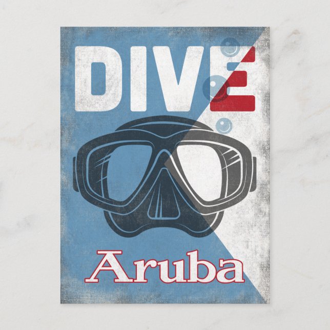 Aruba Vintag Scuba Diving Mask Postkarte (Vorderseite)