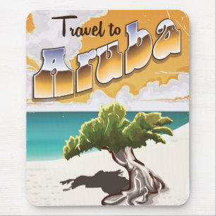 Aruba Vintage-Strandreise-Druck Mousepad