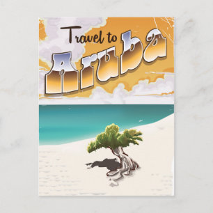 Aruba Vintage-Strandreise-Druck Postkarte