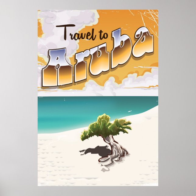 Aruba Vintager Strandausdruck Poster (Vorne)