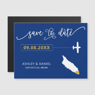 Aruba Wedding Save the Date Card, Map Magneteinladung