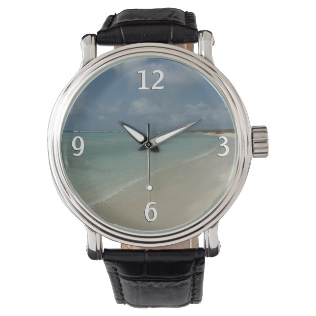 Aruban Beach II Schöne Landschaft Armbanduhr (Vorderseite)