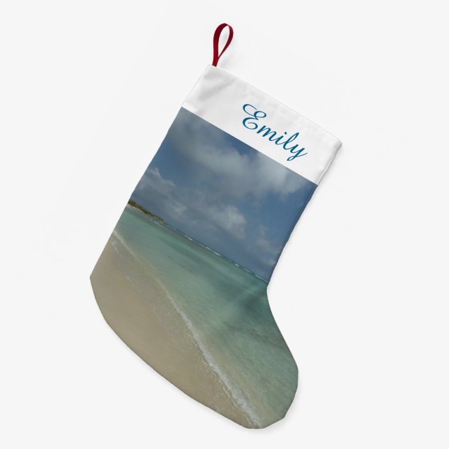 Aruban Beach II Schöne Landschaft Kleiner Weihnachtsstrumpf (Vorderansicht (hängend))