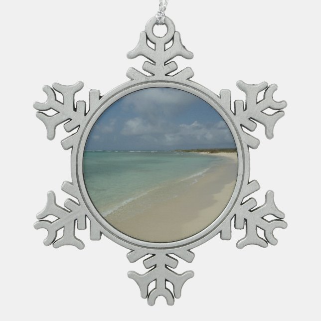 Aruban Beach II Schöne Landschaft Schneeflocken Zinn-Ornament (Vorderseite)