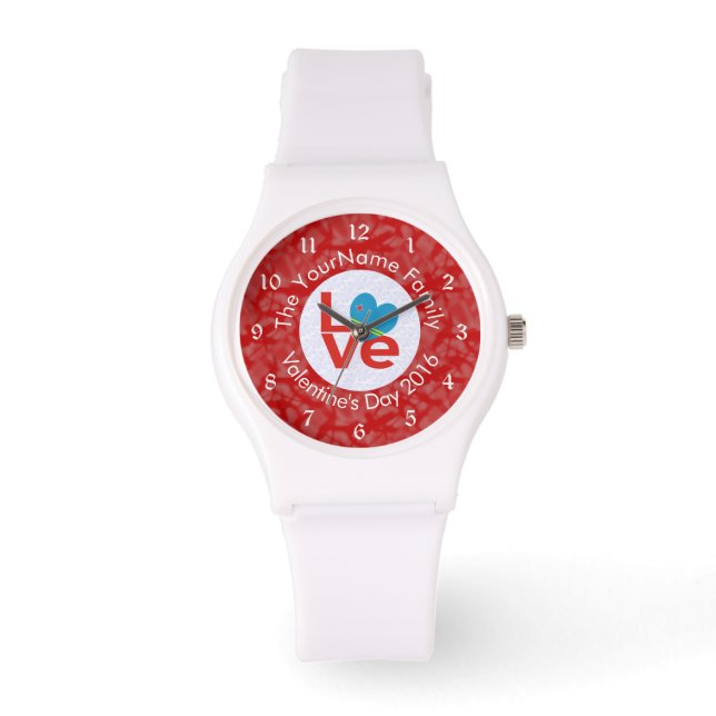 Aruban Flag Heart Red Liebe Armbanduhr (Vorderseite)