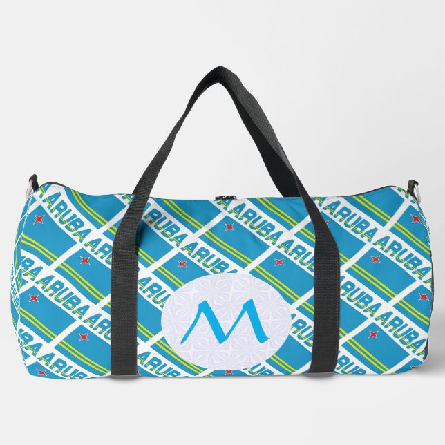 Aruban Flag Tiled Mit Monogramm Duffle Bag (Vorderseite)