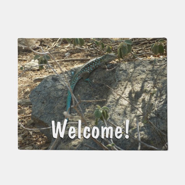 Aruban Whiptail Lizard Tropische Tierfotografie Fußmatte (Vorderseite)