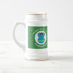 Arubanische Flagge Engel Weihnachten Personalisier Bierglas