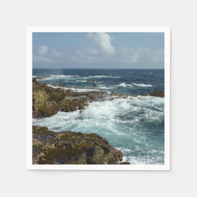 Arubas Felsküste und blauer Ozean Serviette (Vorderseite)