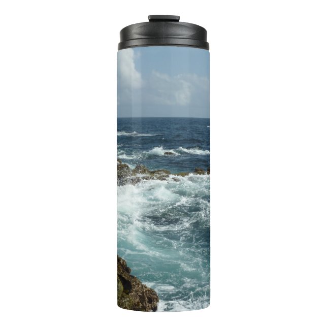 Aruba's Rocky Coast and Blue Ocean Thermosbecher (Vorderseite)