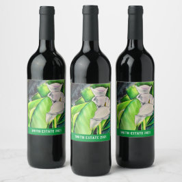 Arum lila flora Aquarellwein Weinetikett