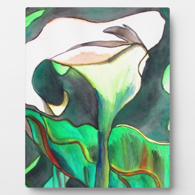 Arum Lily Aquarellmalerei Fotoplatte (Vorderseite)