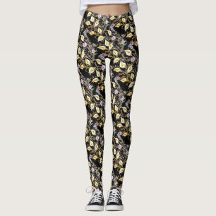 Arum Lily künstlerisches Blumendesign auf schwarz Leggings