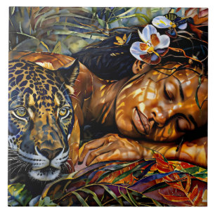 "Arumáya" Jaguars Bloom - Frauen in Amazonien Fliese