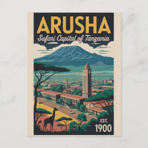 Arusha Tansania Retro-Reiseposter-Kunst Postkarte