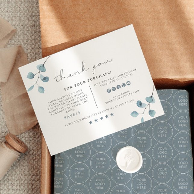 ARYA Sage Green Eucalyptus Business Carte de remer (Créateur téléchargé)