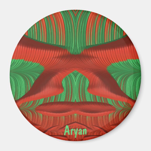 ARYAN ~ Shades of Green, Red Christmas Fraktal ~ Magnet (Vorne)