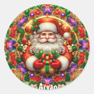 ARYAN ~ SHINY SANTA Christmas ~ Runder Aufkleber