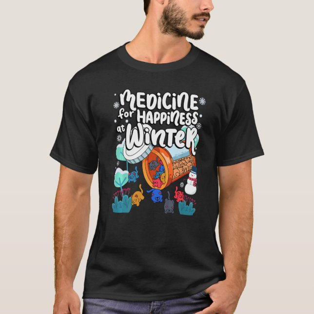 Arzneimittel für das Glück im Winter Kat Gummies E T-Shirt (Vorderseite)