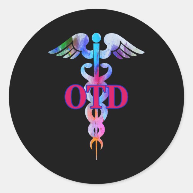 Arzt für Arbeitstherapie Otd Caduceus Gradua Runder Aufkleber (Vorderseite)