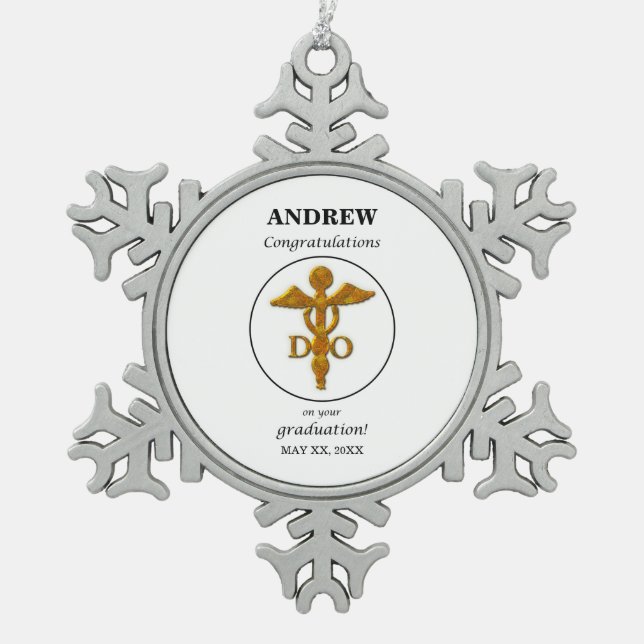 Arzt für Osteopathie Abschluss Gratulation Schneeflocken Zinn-Ornament (Vorderseite)
