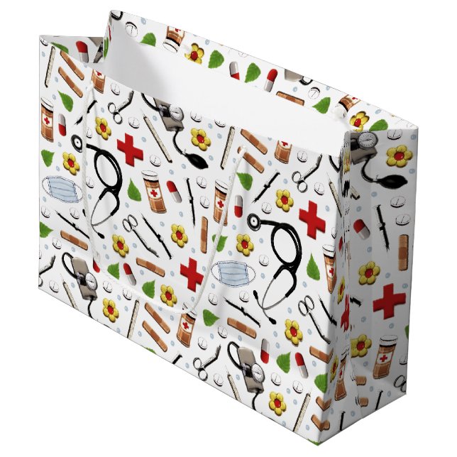 Arzt Große Geschenktüte (Vorderseite Schrägansicht)