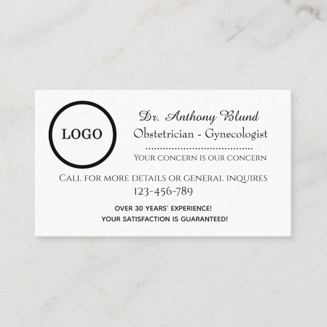 Arzt Gynäkologe OBGYN Visitenkarte (Vorderseite)