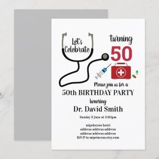 Arzt, Krankenpflege, medizinischer Geburtstag Einladung