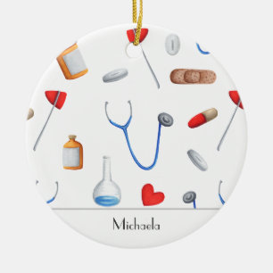Arzt Krankenschwester Medizinische Ausrüstung Foto Keramik Ornament
